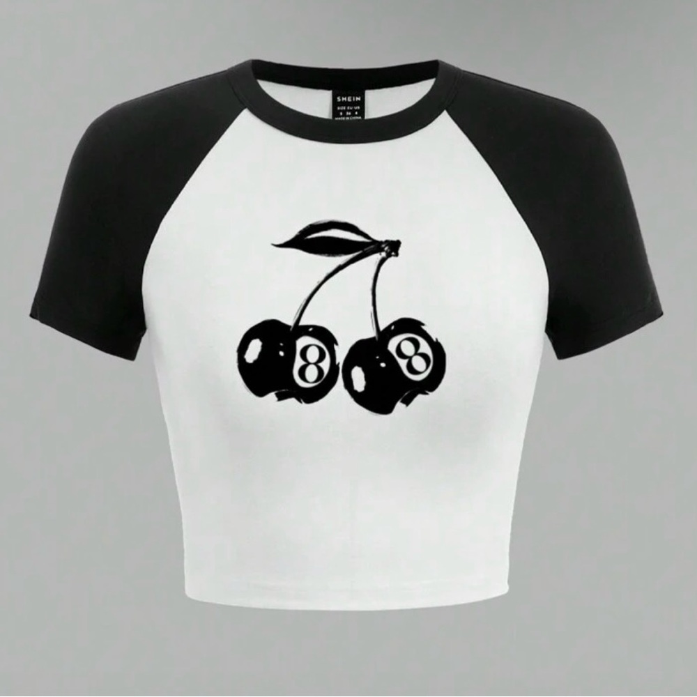 Cropped White 8 Ball Tee